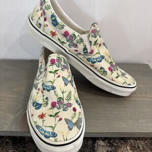 Vans Women's Size 11 Classic Slip On Butterfly Floral Sneaker Shoes
